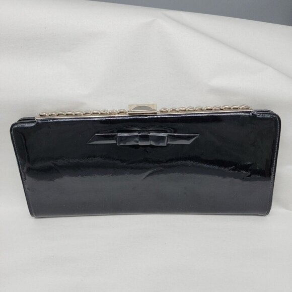 Vintage Womens Black Patent Envelope Style Wallet/Clutch 12x5.5" canada - Picture 1 of 9